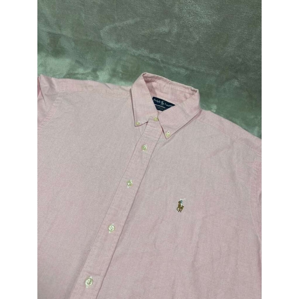 Ralph Lauren Mens Yarmouth Shirt Size 16.5 35 Large Pink Long Sleeve Button Up